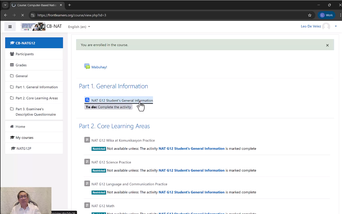 NAT Learner Questionnaire